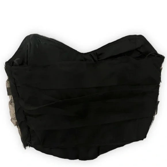 Zara CORSETRY-INSPIRED TULLE CROP TOP Black XS - Picture 13 of 15